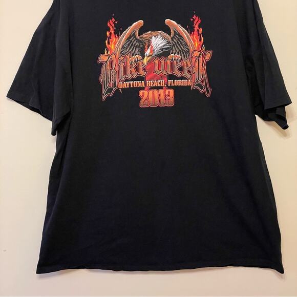 Bike Week 2XL short sleeve t-shirt black red biker 2013 Eagle fire punk - Picture 3 of 7